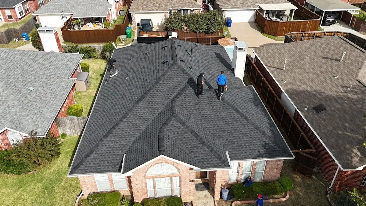 Slate & Tile Roof Repair work in progress on a Kermit property